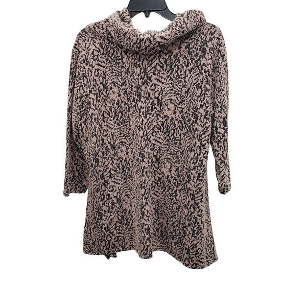 New Directions Women's Rose Black‎ Abstract Cowl Neck Sharkbite Hem Sweater XL - Picture 7 of 7